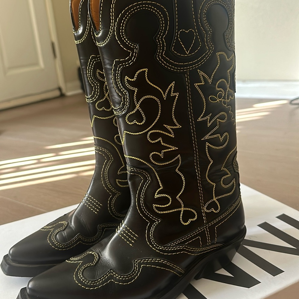 Black Ganni Western Boots